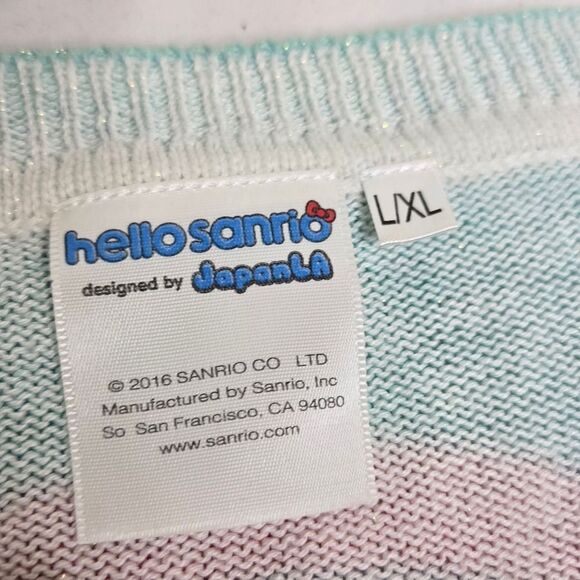 Hello Sanrio x JapanLA knit Hello Kitty metallic oversized sparkle sweater RARE - Picture 6 of 16